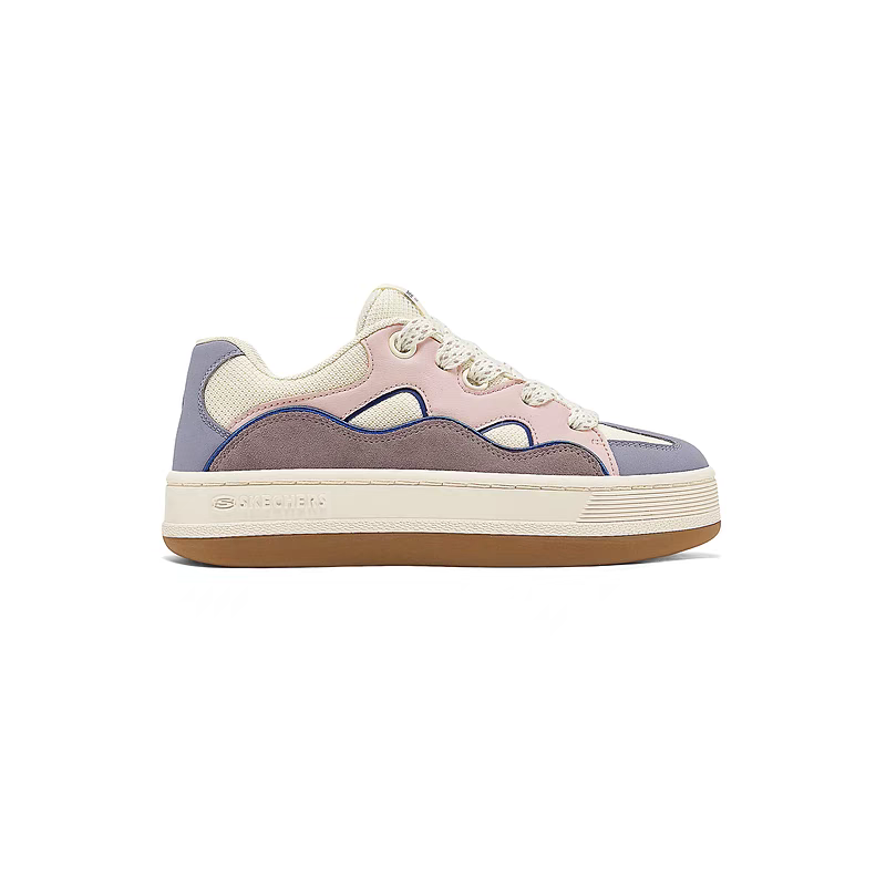Skechers RETRO JOGGING Colorful Puffy Shoes Low Top Skateboard Shoes Women's Pink Purple