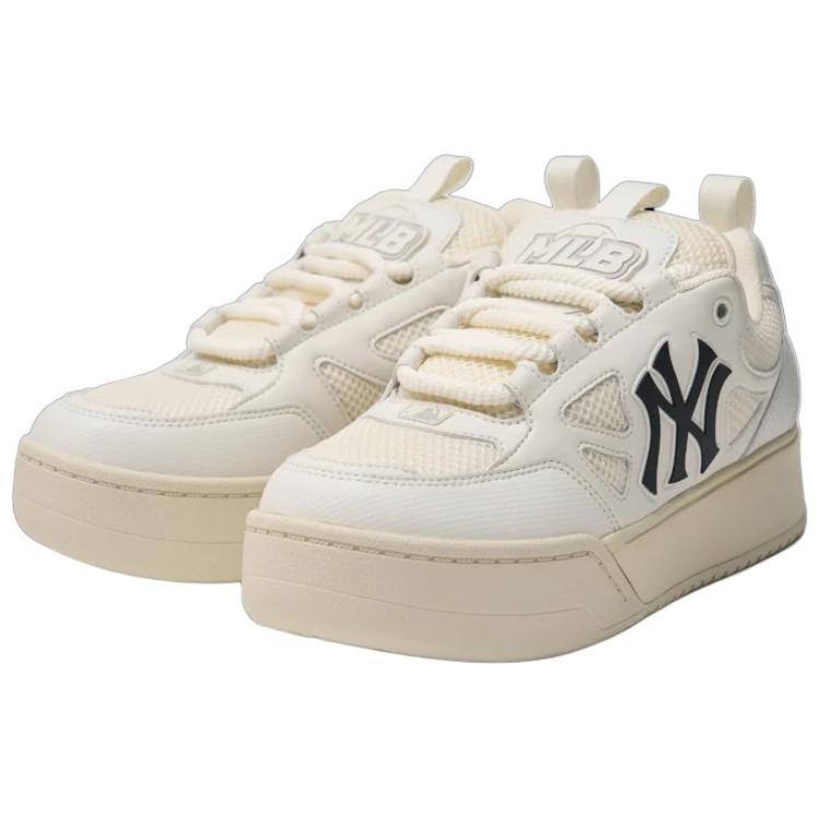 MLB Chunky Wide Slip Resistant Abrasion Resistant Low top Skateboard Shoes Unisex White Black