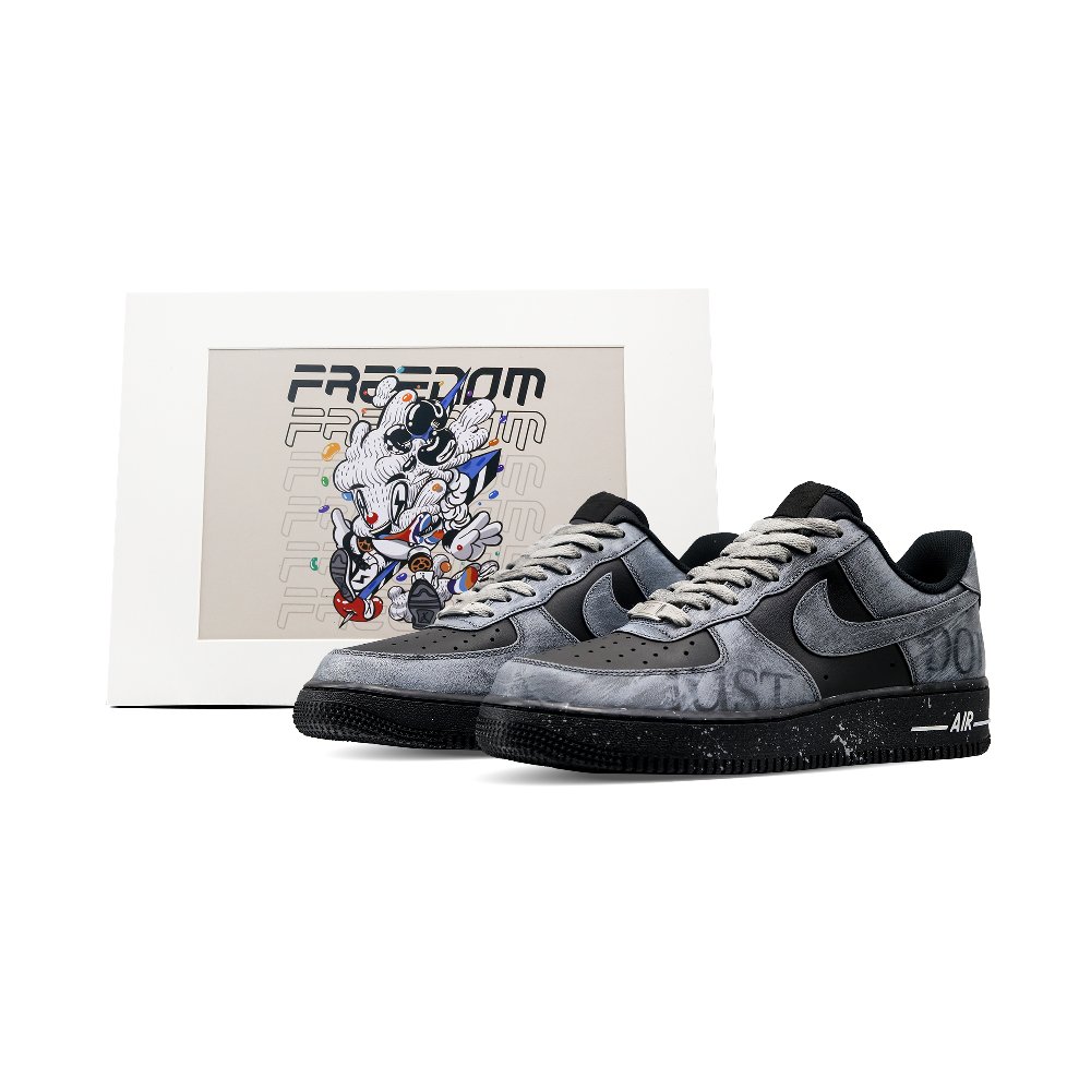 Nike Air Force 1 Anti-Slip Wear-Resistant Low-Top Skateboard Shoes Unisex Black Gray Color