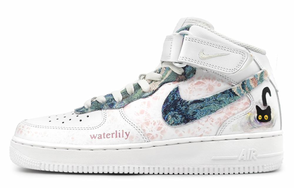 Nike Air Force 1 Anti-Slip And Wear-Resistant Balance Coverage Mid-Top Skateboard Shoes Men's White Pink
