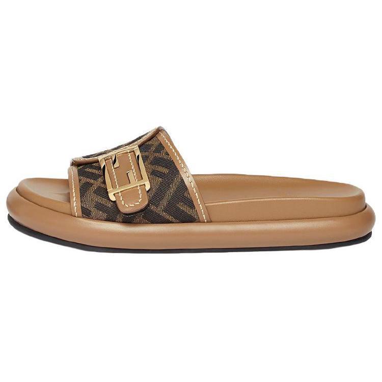 FENDI Wide Band Flat Slides Women's
