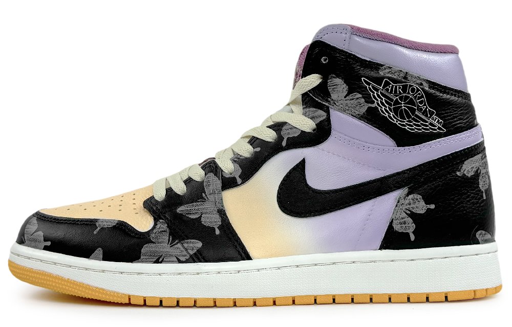 JORDAN Air JORDAN 1 Vintage Basketball Shoes Unisex High Top Yellow/Purple