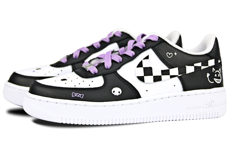 Nike Air Force 1 07 Air Force 1 Anti Slip Wear Resistant Low Top Skateboard Shoes Women's Black White Purple купить в интернет-магазине Yoocart с быстрой доставкой по России.