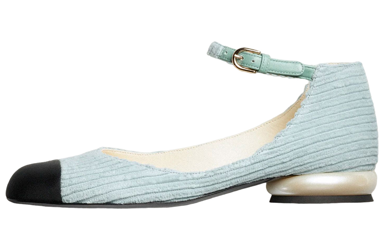 CHANEL Casual Single Shoes Women's Light Blue