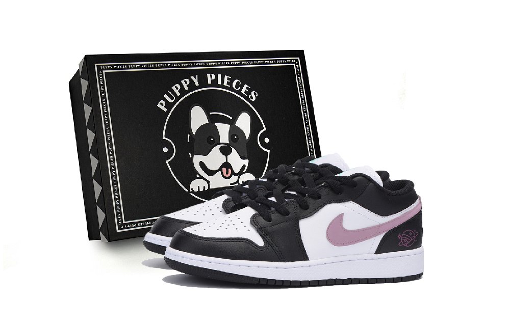 Jordan Air Jordan 1 Wear-Resistant Low-Top Vintage Basketball Shoes Men's Black Pink