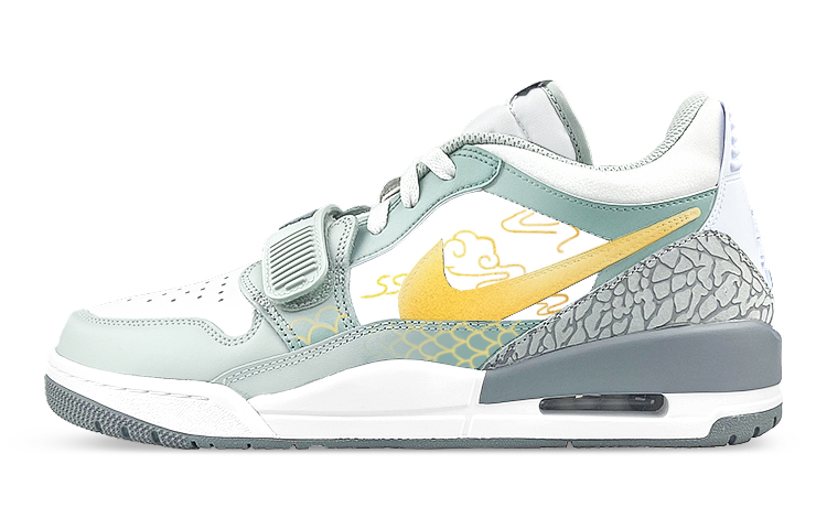 Jordan Legacy 312 Low-Top Skateboard Shoes Men's Gray Green Gold