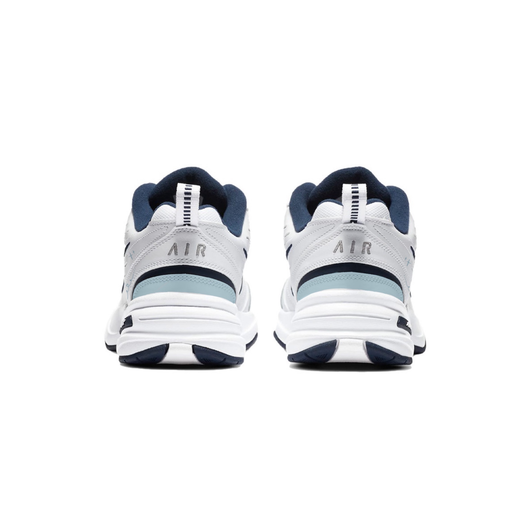 Nike Air Monarch 4 Spring Letter Innovative Manufacturing Slip Resistant Low Top Chunky Sneakers Unisex White Blue купить в интернет-магазине Yoocart с быстрой доставкой по России.
