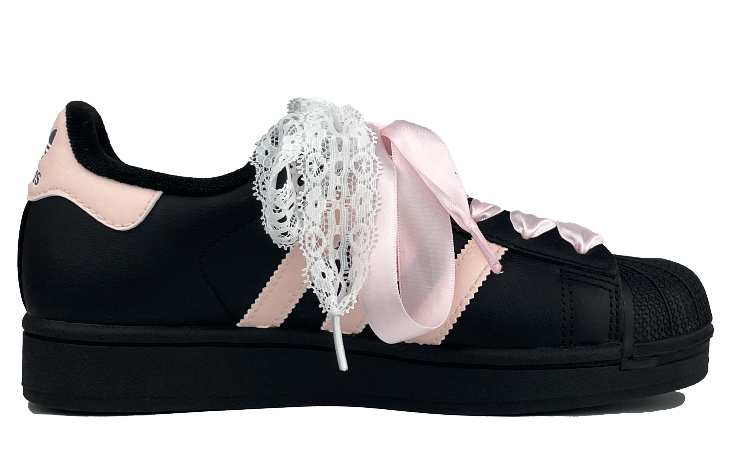 Adidas Originals Superstar 2 Lace Sweetheart Abrasion Resistant Breathable Low top Skateboard Shoes Women's Black Pink