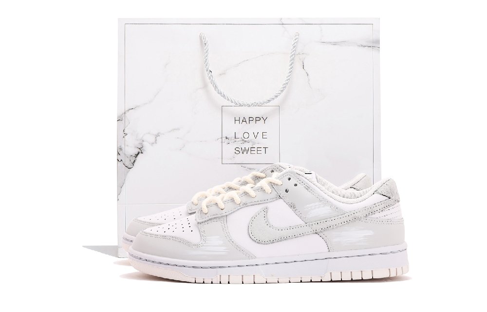 Nike Dunk Abrasion Resistant Low Top Skateboard Shoes Unisex White Gray