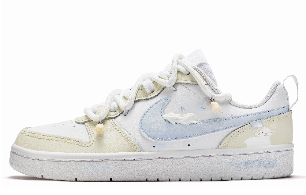 Nike Court Borough 2 Transition Between Light And Dark Sunny Little Sheep Low-Top Skateboard Shoes GS Blue Yellow
