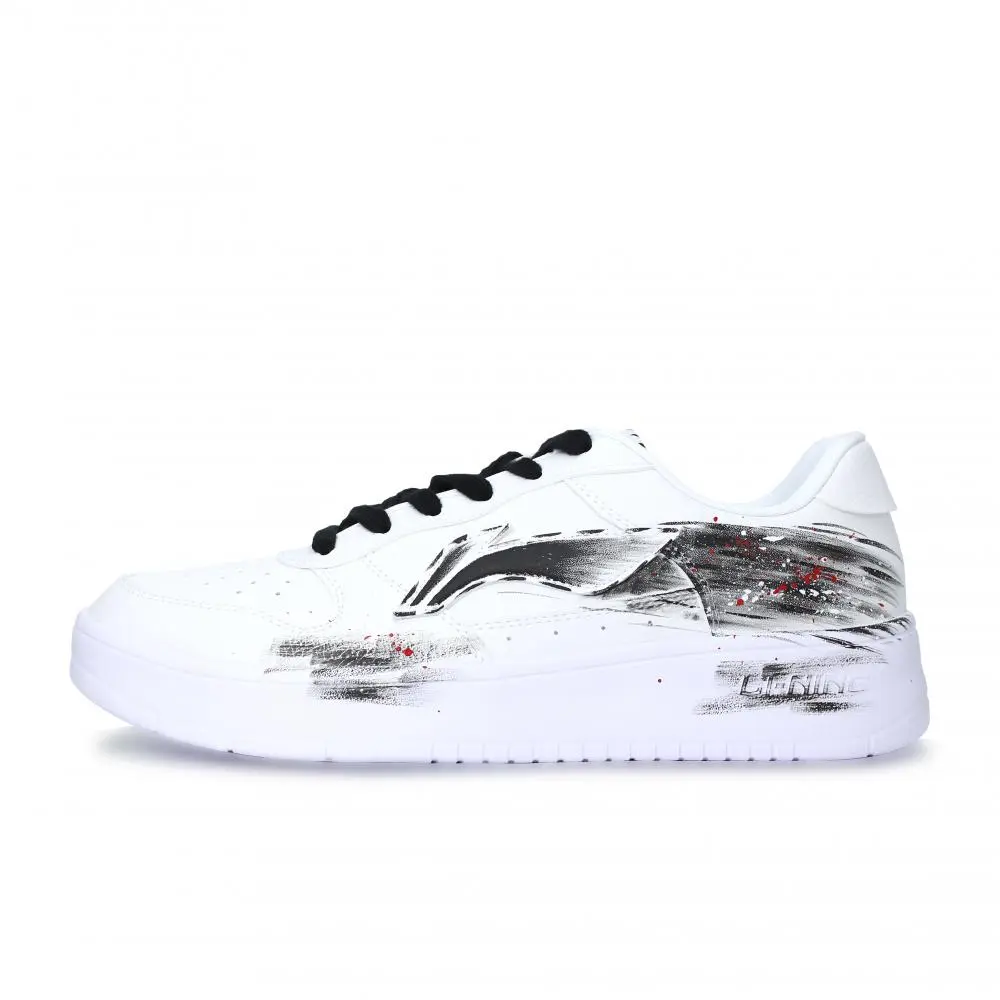 LiNing Pontoon Boats Abrasion Resistant, Lightweight, And Breathable Low top Skateboard Shoes Unisex White Black Red