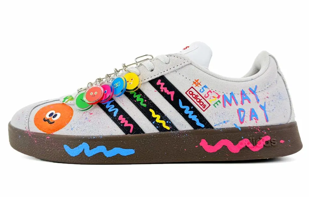 Adidas VL COURT 2.0 Lifestyle Sui Xin, May Carrot Coverage Cushioning Low top Skateboard Shoes Unisex Gray