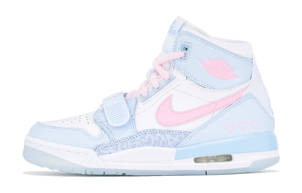 Jordan Legacy 312 Cushioned Wear-Resistant Slip-Resistant High-Top Vintage Basketball Shoes GS White Blue Pink