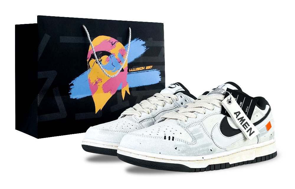 Nike Dunk Anti Slip Wear Resistant Low Top Skateboard Shoes Unisex Black White