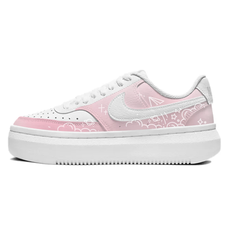 Nike Court Vision 1 Anti Slip Wear Resistant Low Top Skateboard Shoes Women's White Pink