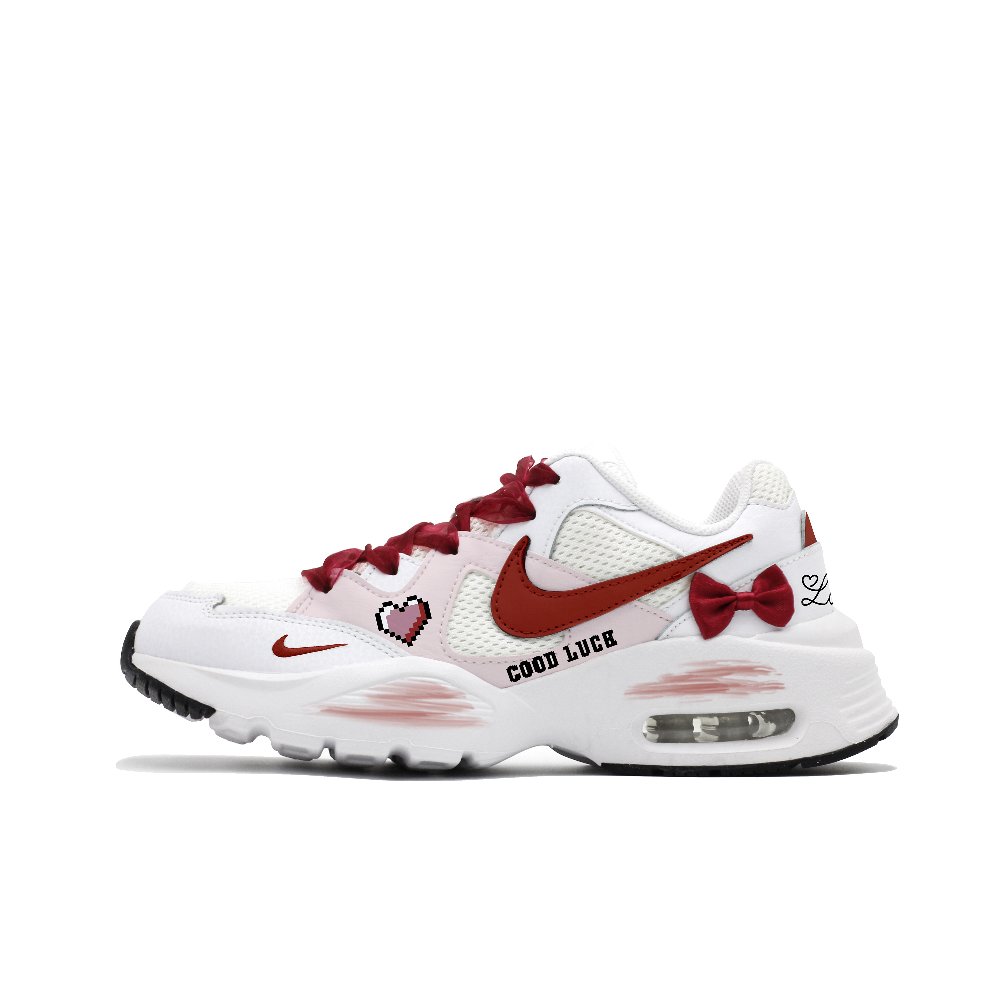 Nike Air Max Fusion Abrasion Resistant Low Top Casual Running Shoes Women's Red White