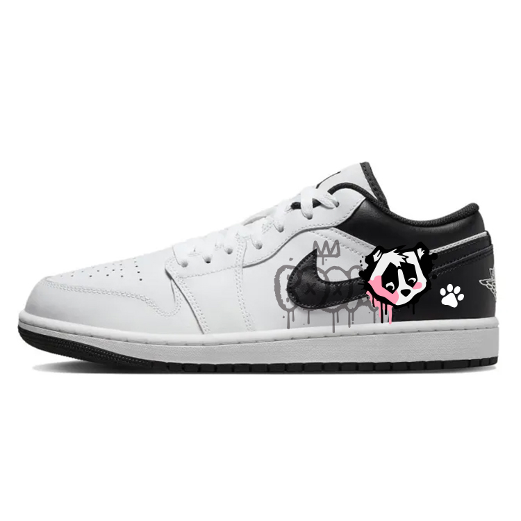 Jordan Air Jordan 1 Wear-Resistant Breathable Cushioning Low-Top Vintage Basketball Shoes Men's White Black