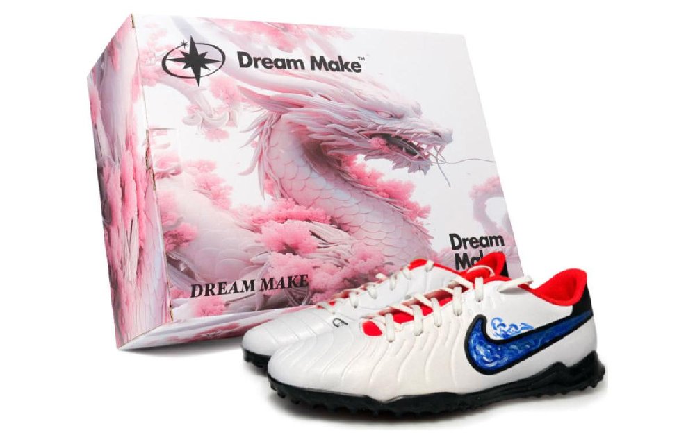 Nike Tiempo Legend 10 TF Turf Artificial Ground Anti Slip Wear Resistant Soccer Shoes Men's White Blue Red