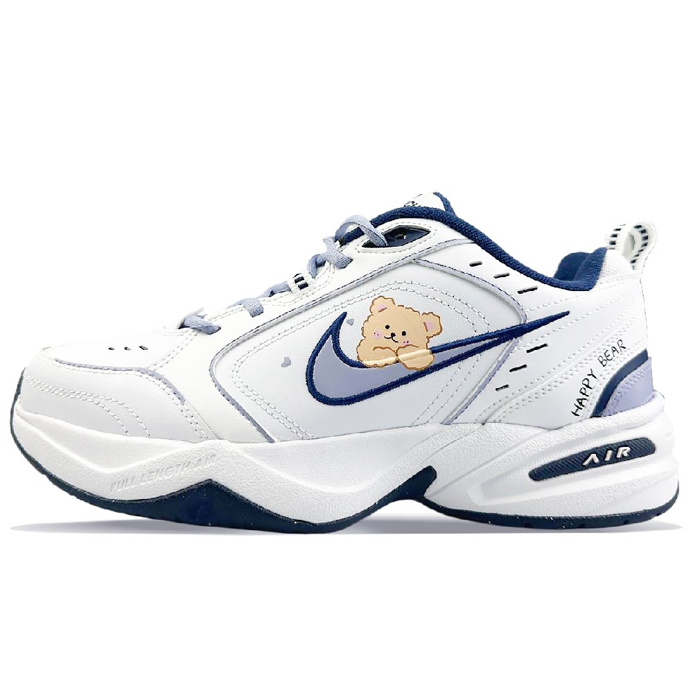 Nike Air Monarch 4 Anti-Slip And Wear-Resistant Height Increasing Low-Top Chunky Sneakers Unisex Blue White