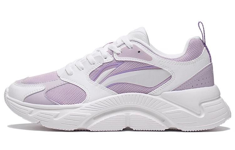 LiNing Wear-Resistant Low-Top Running Shoes Women's White Purple