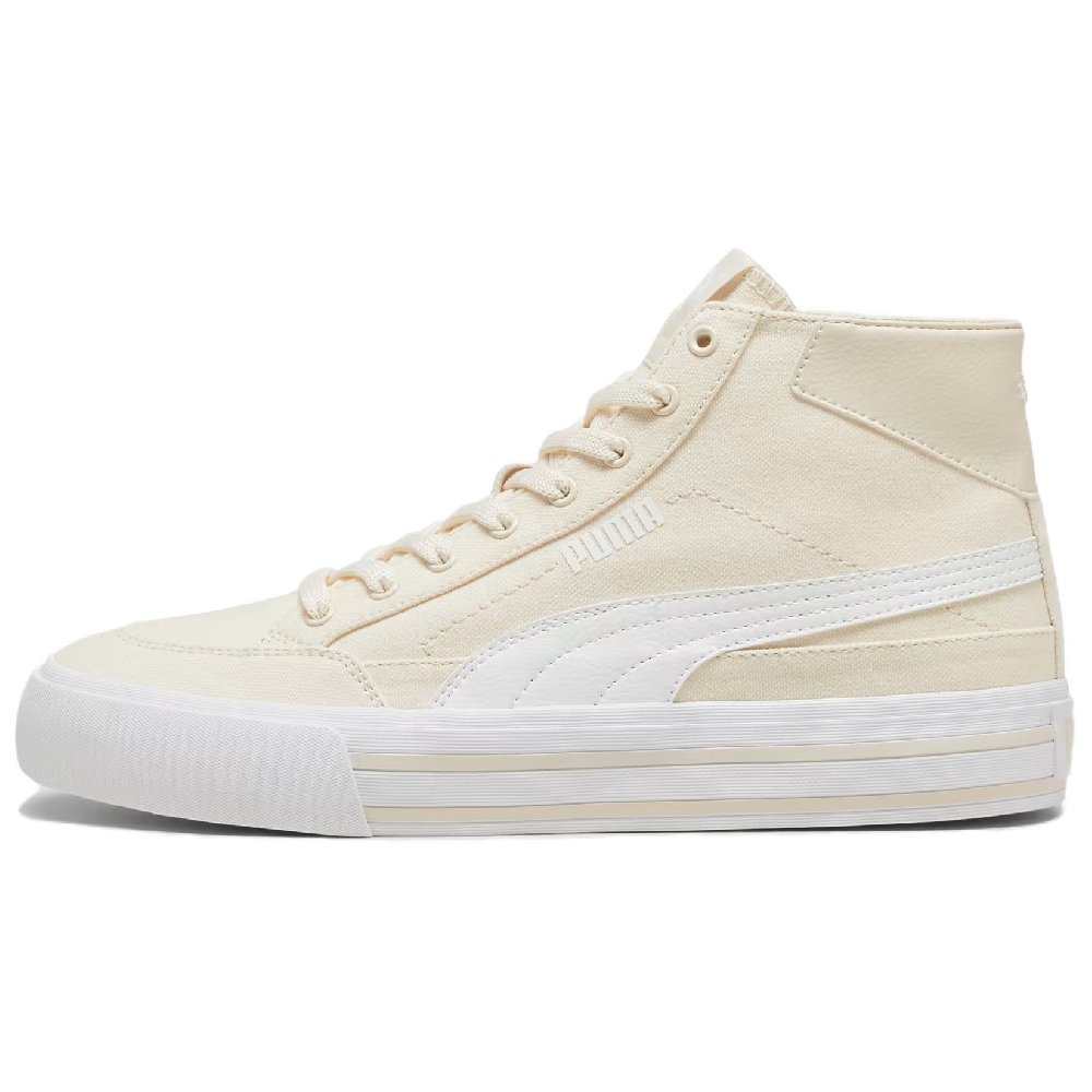 PUMA Court Classic Vulc Mid Top Canvas Shoes Men's Ecru