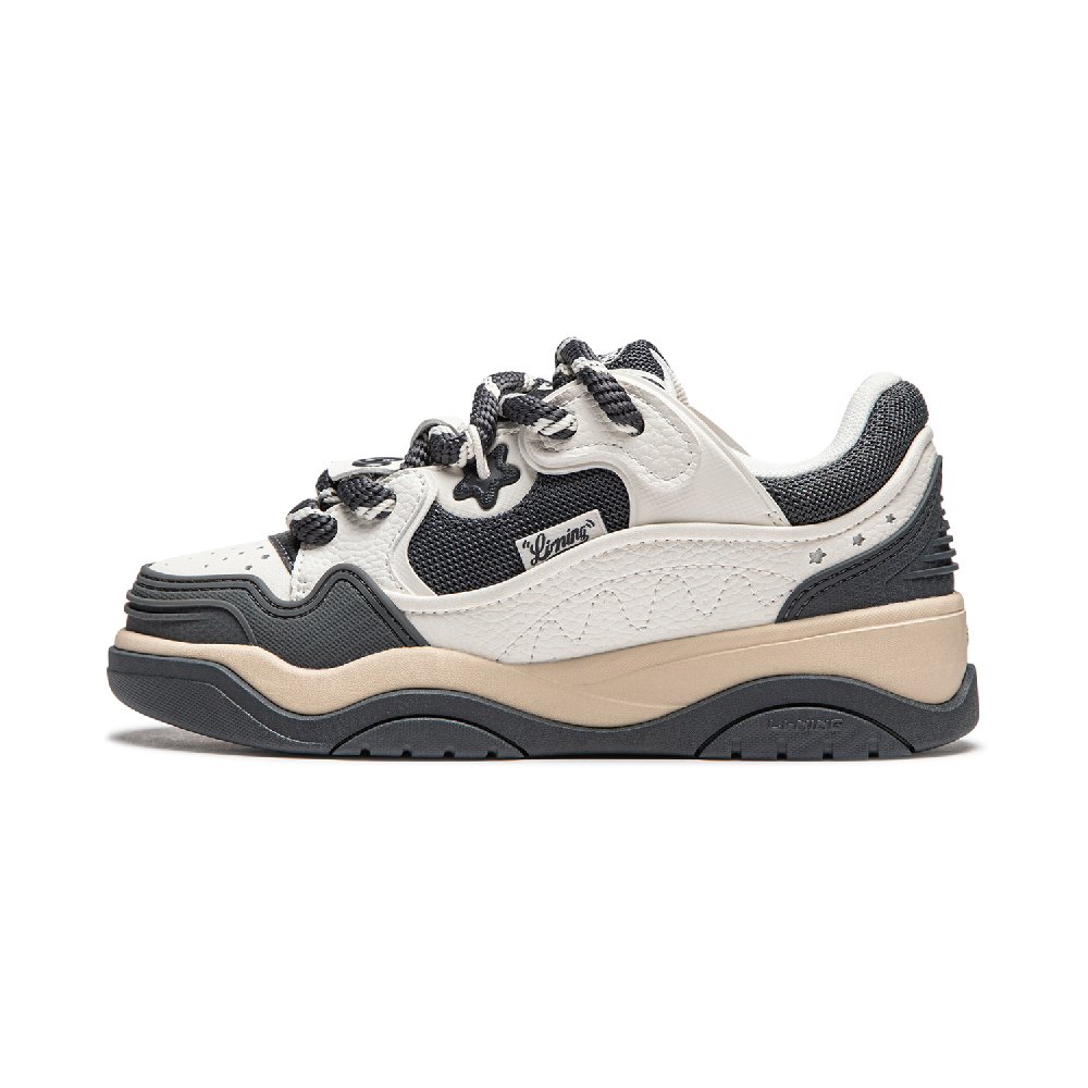 LiNing Zhi Cheng 2.0 Cushioning Breathable Height Increasing Low Top Skateboard Shoes Women's White Black
