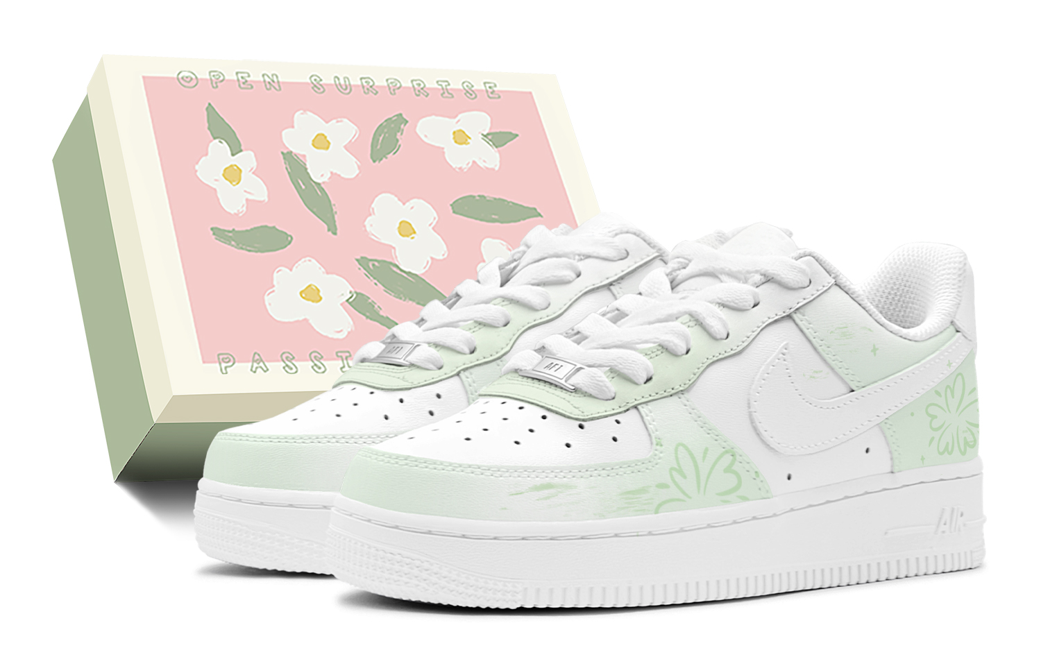 Nike Air Force 1 Abrasion Resistant Low Top Skateboard Shoes Women's Light Green