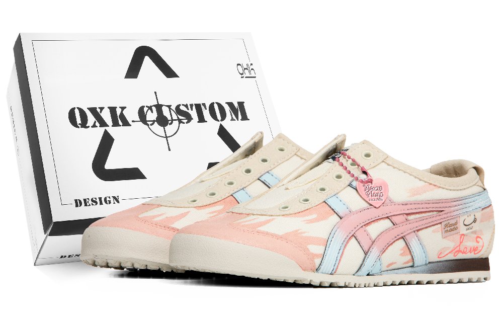 Onitsuka Tiger MEXICO 66 Love At First Sight, Exclusive Shoe Box Abrasion Resistant Low Top Casual Shoes Unisex Pink