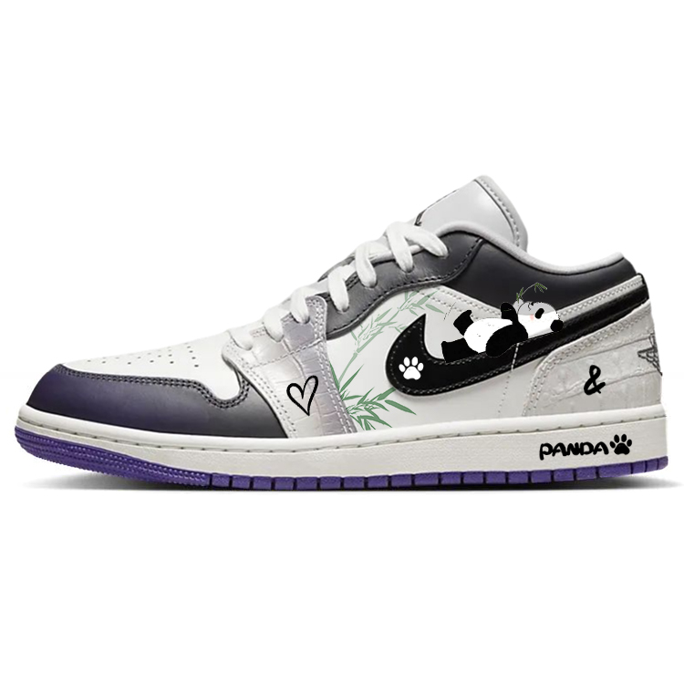 Jordan Air Jordan 1 Anti-Slip Wear-Resistant Low-Top Vintage Basketball Shoes Women's White Purple