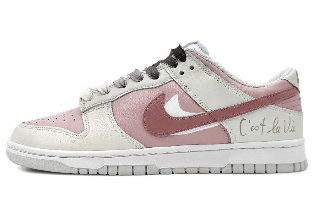 Nike Dunk Slip-Resistant Cushioning Wear-Resistant Low-Top Skateboard Shoes Men's Pink Gray