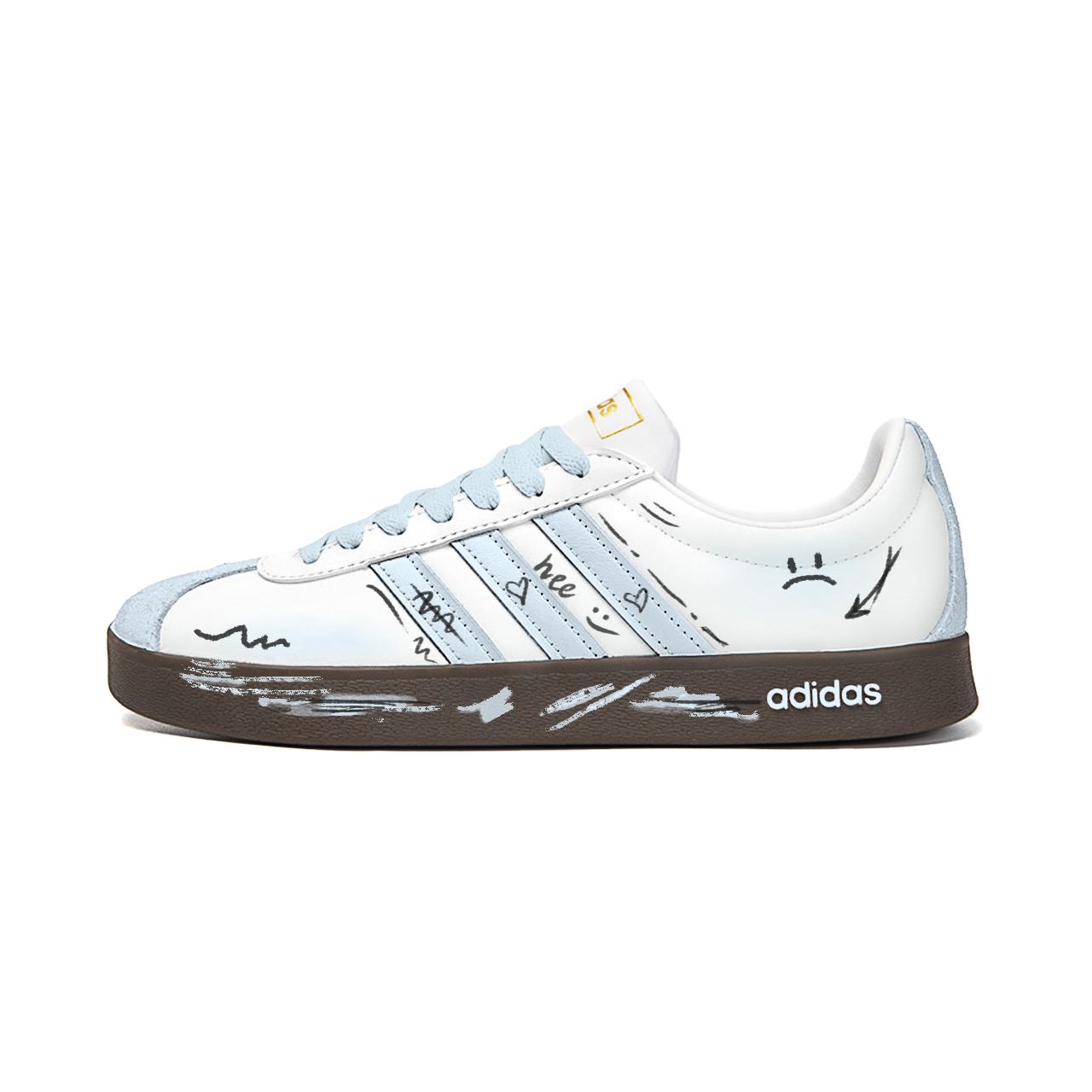 Adidas VL Court 2.0 Skateboard Shoes Unisex Low top White/Blue