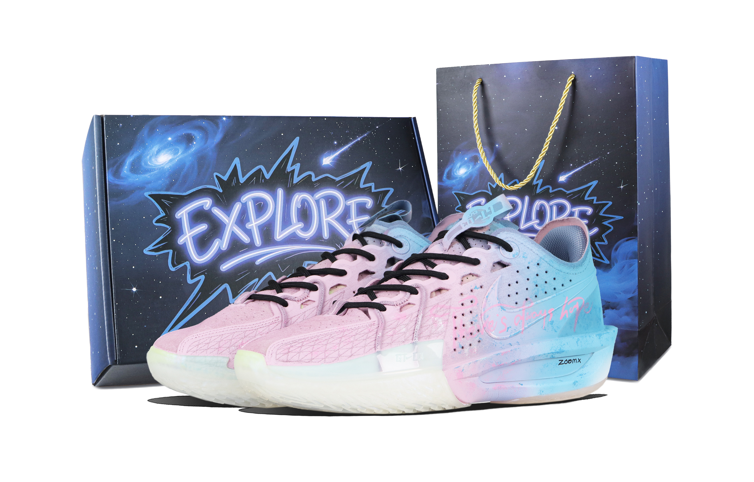 Nike Air Zoom G.T. Cut 3 Twin Mugen Sole Shock Absorbers Slip Resistant Low top Basketball Unisex Blue Pink