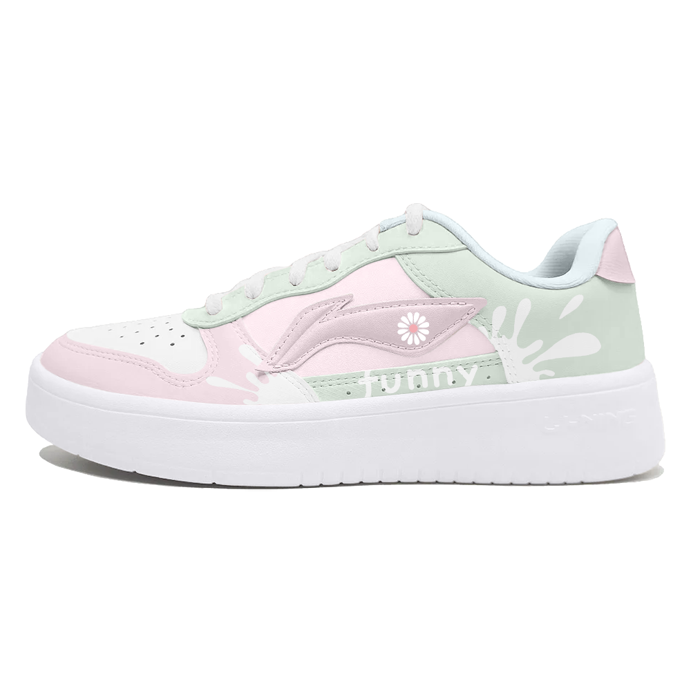 LiNing Pontoon Boats Anti Slip Wear Resistant Low Top Skateboard Shoes Women's White