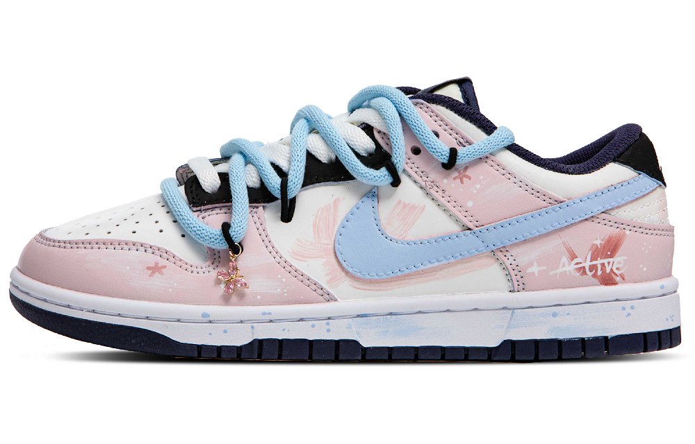 Nike Dunk Low Dream Butterfly Girlish Cushioning, Wear Resistant Low Top Skateboard Shoes Women's Pink White Blue