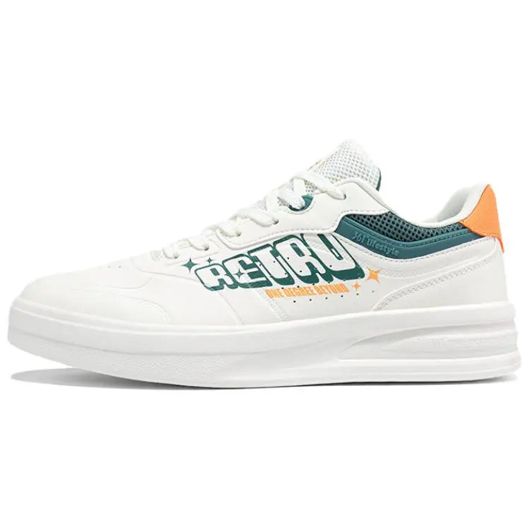 361° Anti Slip Wear Resistant Low Top Skateboard Shoes Men's White Green