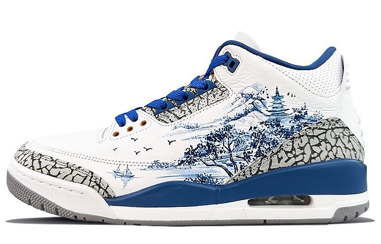 Jordan Air Jordan 3 Low-Top Vintage Basketball Shoes Men's White Blue