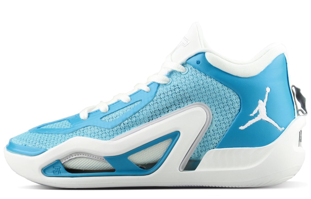 Jordan Tatum 1 Cushioning, Slip Resistant, And Abrasion Resistant Mid Top Basketball Shoes Men's White Blue