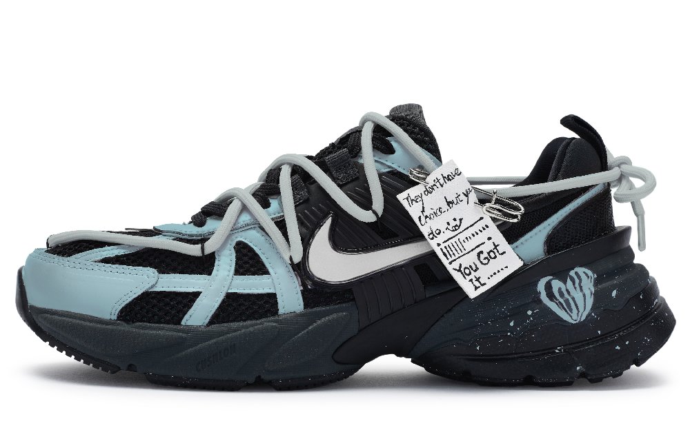 Nike V2K Run Cushioning, Wear Resistant Low Top Running Shoes Unisex Black Blue