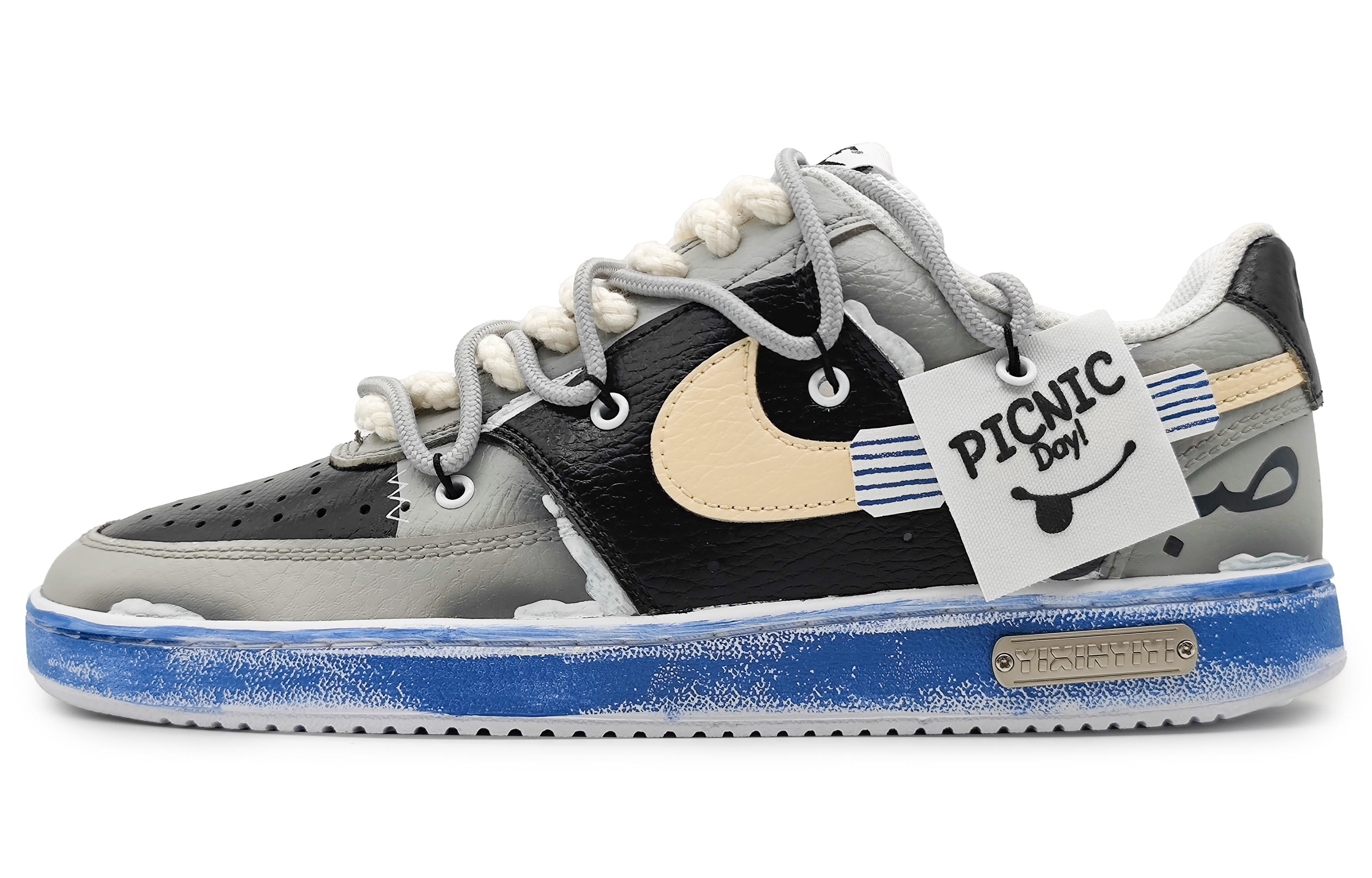 Nike Court Vision 1 Low-Top Skateboard Shoes Men's Yellow Black Gray