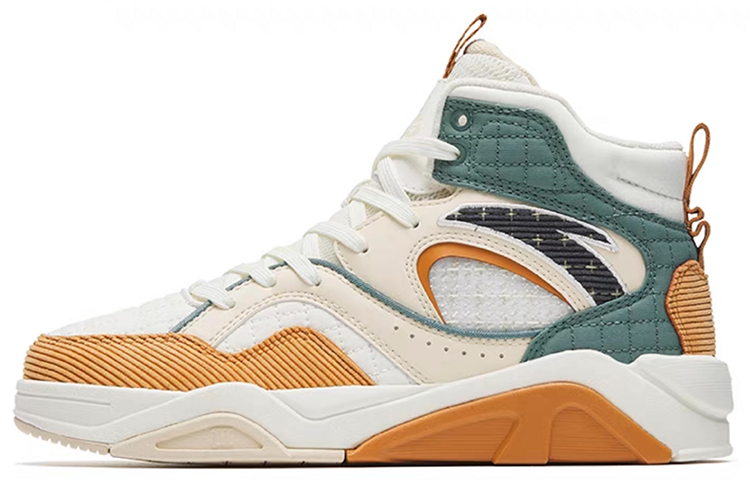 Anta Flame 3.0 Anti-Slip Wear-Resistant High-Top Skateboard Shoes Women's White Orange Green