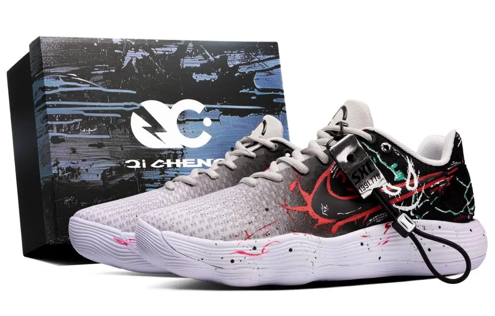 Nike Hyperdunk 2017 Low Fantasy Glow Trace Box Shock Absorbers Slip Resistant Low Top Basketball Shoes Men's Black Gray