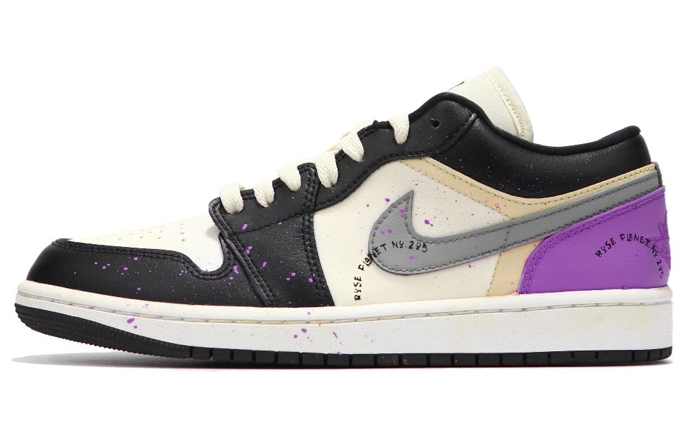 Jordan Air Jordan 1 Low Top Vintage Basketball Shoes Women's Black Purple