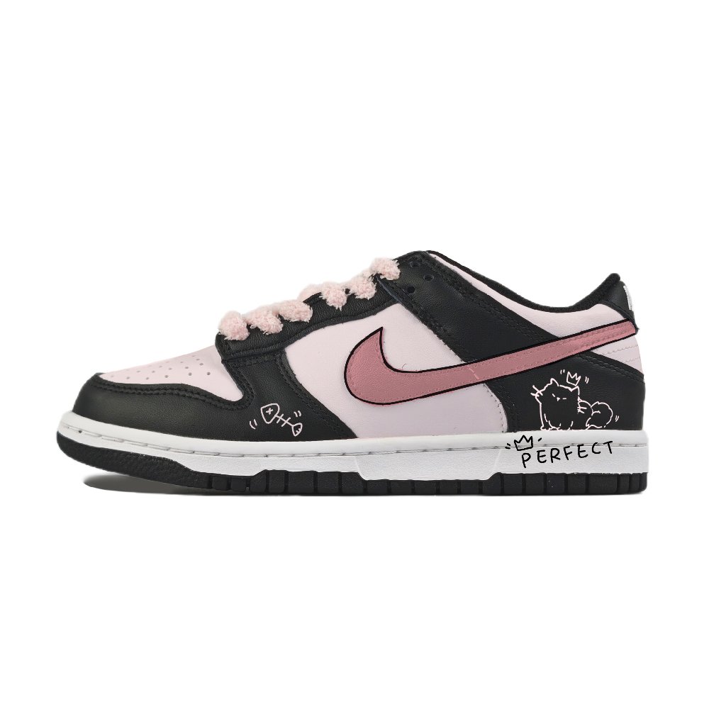 Nike Dunk Abrasion Resistant Low Top Skateboard Shoes Unisex Black Pink