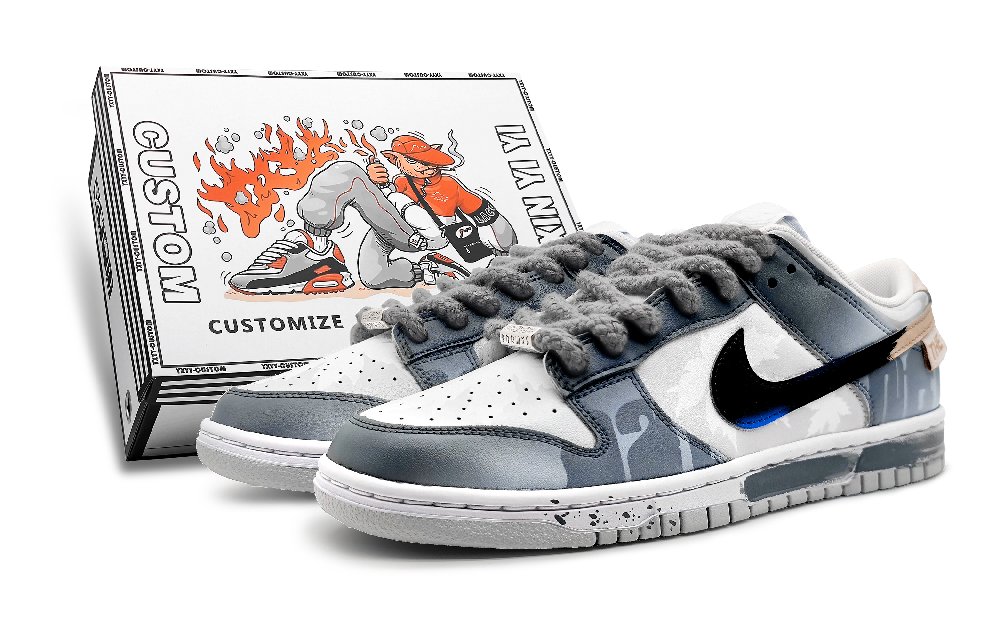 Nike Dunk Slip-Resistant Cushioning Low-Top Skateboard Shoes GS Navy Blue