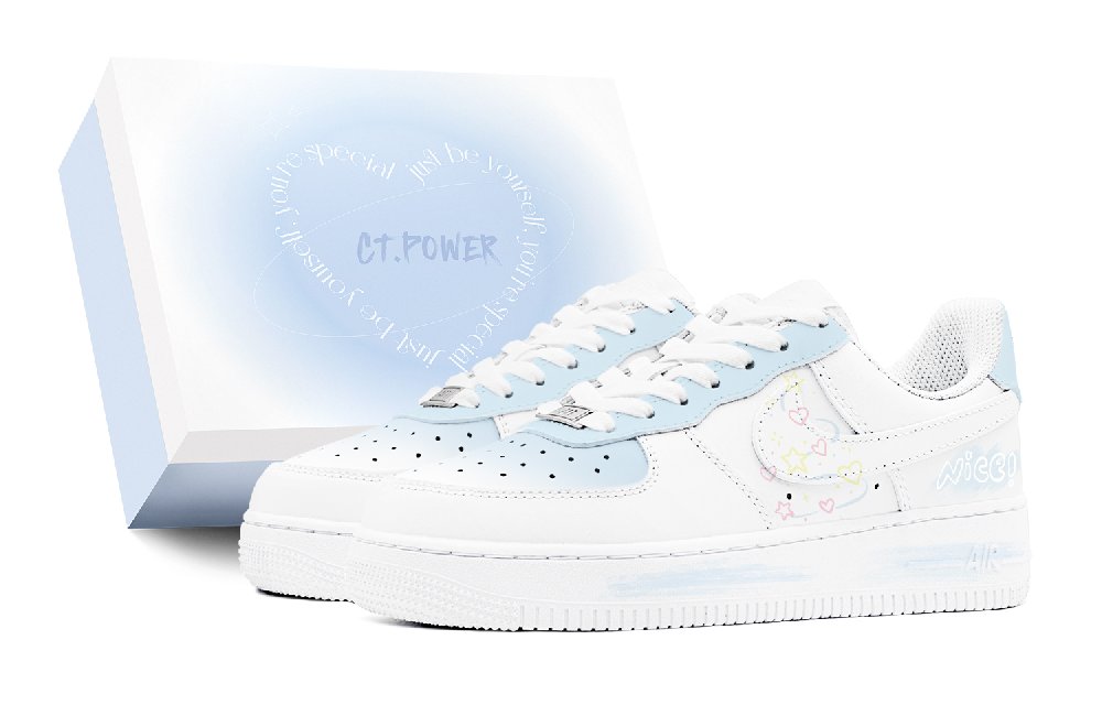 Nike Air Force 1 Anti-Slip Wear-Resistant Low-Top Skateboard Shoes Unisex White Blue