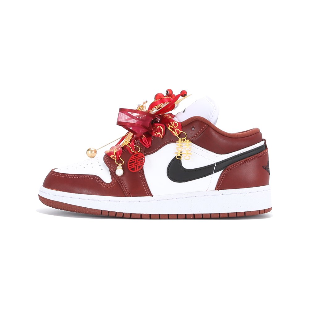 Jordan Air Jordan 1 Anti Slip Wear Resistant Low Top Vintage Basketball Shoes Unisex Deep Red