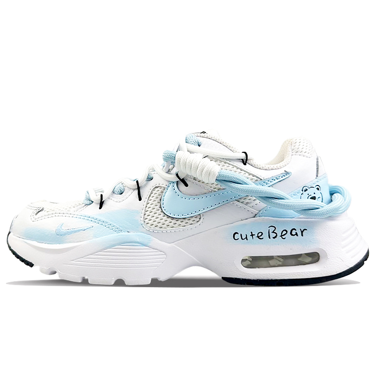 Nike Air Max Fusion Cushioning Anti-Slip And Wear-Resistant Low-Top Running Shoes Women's White Blue