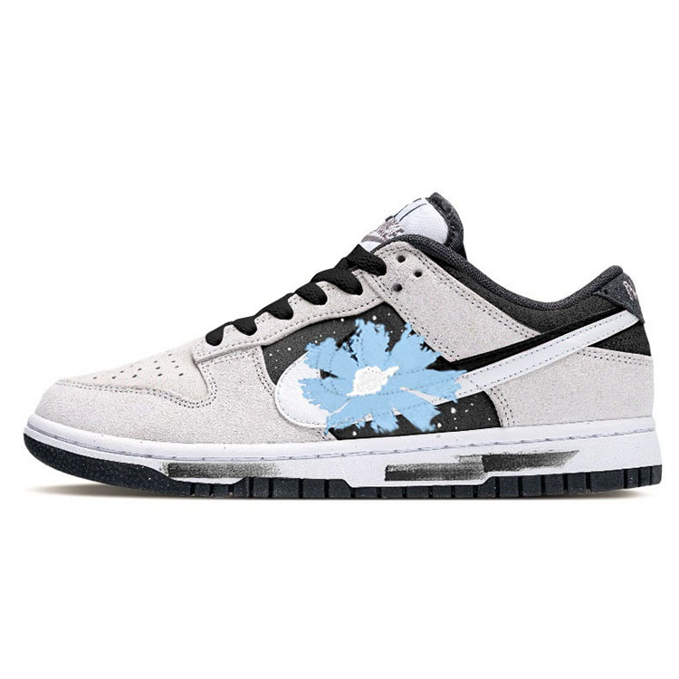 Nike Dunk Double Swoosh Anti-Slip Wear-Resistant Low-Top Skateboard Shoes Unisex Black Blue