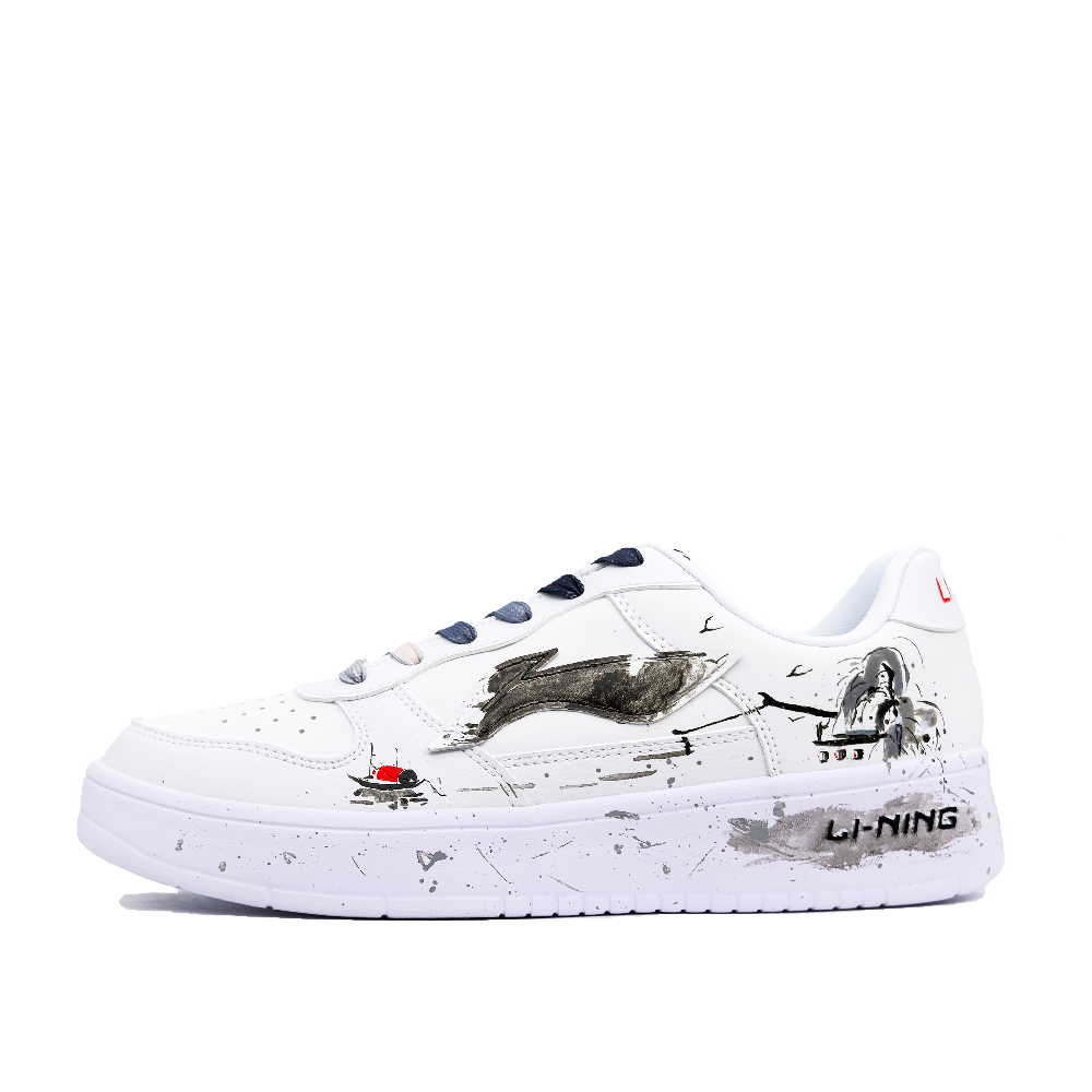 LiNing Pontoon Boats Abrasion Resistant Shock Absorbers Low Top Skateboard Shoes Men's White