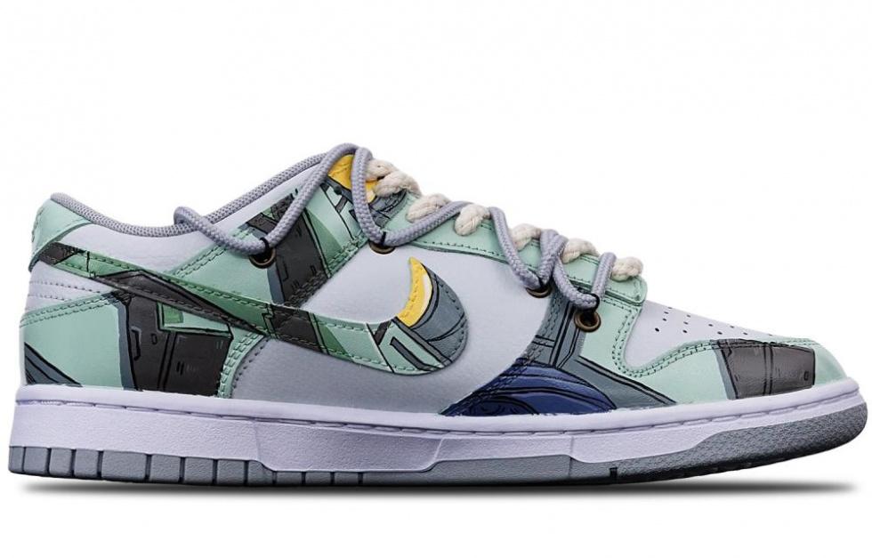 Nike Dunk Skateboard Shoes Men Low-Top White/Gray/Green